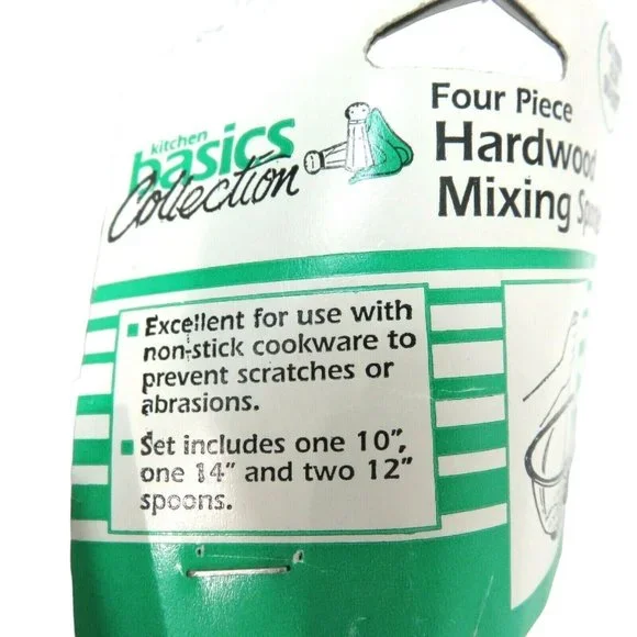 Lot of 4 Packs Wooden Spoons and Short Bamboo Rice Paddle New Old Stock - Picture 2 of 5